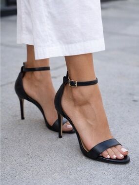 ZriEy Women’s Black Ankle Strap Open Toe Stiletto Heels, 8.5